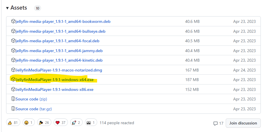 Version de Windows à télécharger sur GitHub